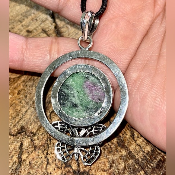 Butterfly Ruby Zoisite Crystal Pendant 2 1/2” - Picture 4 of 12
